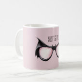 Rosa schwarze Fledermaus-Mädchen-Brille Kaffeetasse (Vorderseite Links)