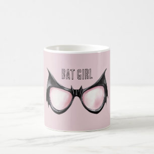 Rosa schwarze Fledermaus-Mädchen-Brille Kaffeetasse