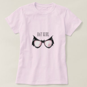 Rosa schwarze Fledermaus-Mädchen-Brille T-Shirt