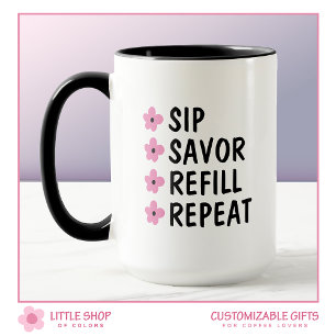 Rosa schwarze florale Kaffee-Liebhaber individuell Tasse