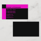 Rosa schwarze Flugbegleiter-Visitenkarten Visitenkarte (Vorne/Hinten)