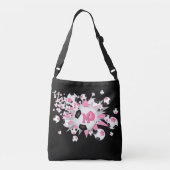 Rosa schwarze Fußbälle Sterne mit Monogramm Tragetaschen Mit Langen Trägern (Rückseite)