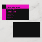 Rosa schwarze Gerichtsschreiber-Visitenkarten Visitenkarte (Vorne/Hinten)