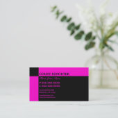 Rosa schwarze Gerichtsschreiber-Visitenkarten Visitenkarte (Stehend Vorderseite)