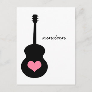 Rosa/schwarze Gitarre - Herztisch Postkarte