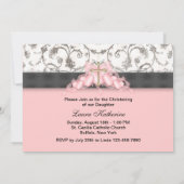 Rosa Schwarze Gold Cross Girls Rosa Christening Einladung (Rückseite)