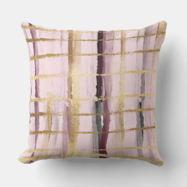 Rosa schwarze goldene Streifen Kissen