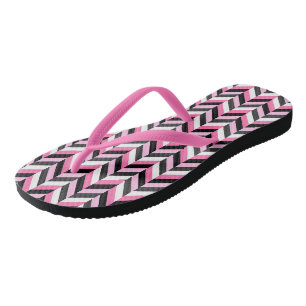 Rosa, schwarze, graue und weiße geometrische 2 badesandalen