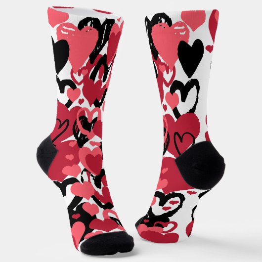 Rosa schwarze Herzsocken Socken (Gewinkelt)