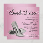 Rosa Schwarze High Heels Sweet 16 Party Einladung (Vorne/Hinten)