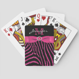 Rosa Schwarze IMITATE Glitzer Zebra Spielkarten