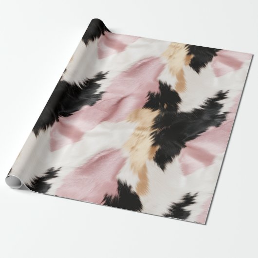 Rosa Schwarze Imitate Weiße Farbe Weide Tier Geschenkpapier (Ungerollt)