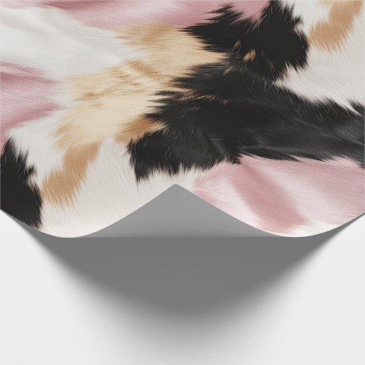 Rosa Schwarze Imitate Weiße Farbe Weide Tier Geschenkpapier (Ecke)