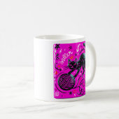 Rosa schwarze Katze Kaffeetasse (VorderseiteRechts)
