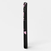 Rosa schwarze Kirschblüten-Monogramm Case-Mate iPhone Hülle (Hinten/Links)
