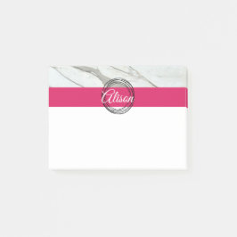 Rosa schwarze Kreise aus weißem Marmor - persönlic Post-it Klebezettel