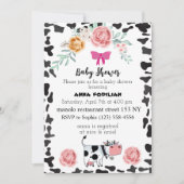 Rosa Schwarze Kuh für Babydusche Einladung (Vorderseite)