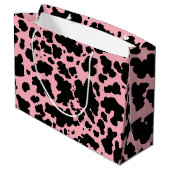Rosa Schwarze Kuh Skin Rodeo Tierdruck Große Geschenktüte (Rückseite Schrägansicht)