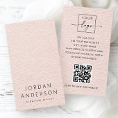 Rosa schwarze Leinen im Logo QR-Code-Visitenkarten