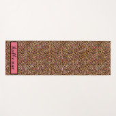 Rosa schwarze Leoparden Drucke Mit Monogramm Yogamatte (Vorderseite (Horizontal))