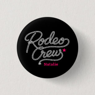 Rosa schwarze letzte Rodeo-Crew Western-Junggesell Button