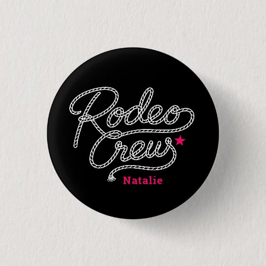 Rosa schwarze letzte Rodeo-Crew Western-Junggesell Button (Vorderseite)