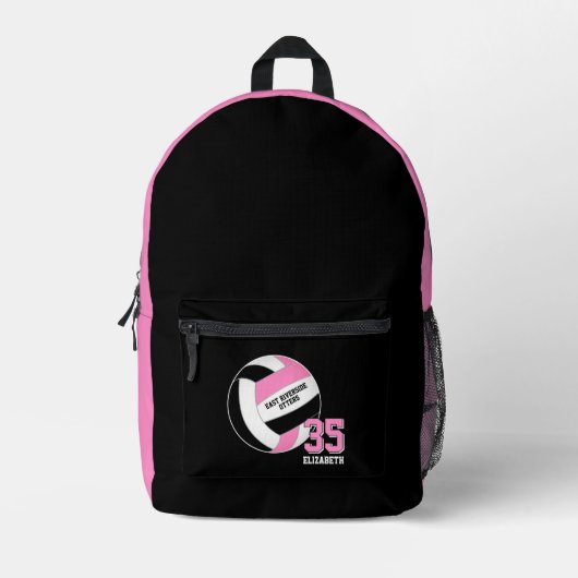 Rosa schwarze Mädchen Teenager Volleyball Team Far Bedruckter Rucksack (Vorderseite)