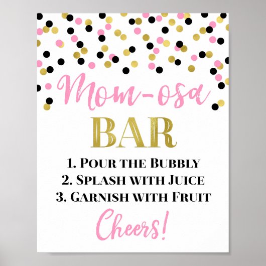 Rosa Schwarze Mama-osa-Bar Babydusche Poster (Vorne)