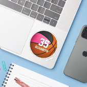 Rosa schwarze Mannschaft farbenfrohe Basketball-Gi Aufkleber (Laptop mit iPhone)