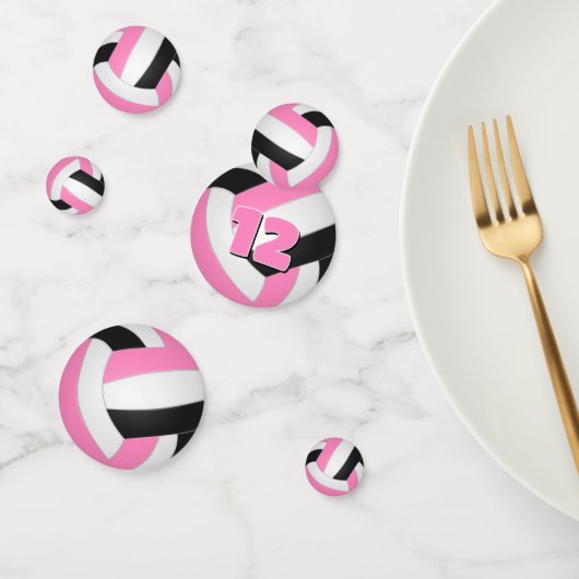 Rosa Schwarze Mannschaft farbenfrohe Girls Volleyb Konfetti (Gruppe)