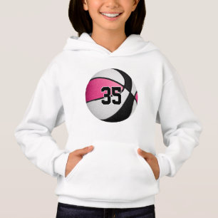 Rosa schwarze Mannschaftsfarben Jersey Nummer Bask Hoodie