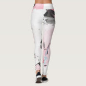 Rosa schwarze Marmor: Handgezeichnet Leggings (Rückseite)