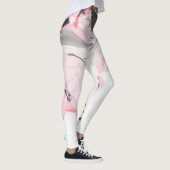 Rosa schwarze Marmor: Handgezeichnet Leggings (Rechts)