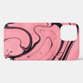 Rosa schwarze Marmorhandzeichnung Case-Mate iPhone Hülle (Rückseite (Horizontal))