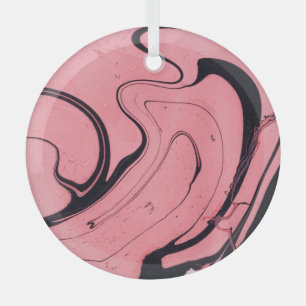 Rosa schwarze Marmorhandzeichnung Ornament Aus Glas