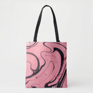Rosa schwarze Marmorhandzeichnung Tasche