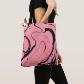 Rosa schwarze Marmorhandzeichnung Tasche (Von Nahem)