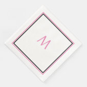 Rosa Schwarze Monogramm erster Individuelle Name N Serviette (Ecke)