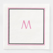 Rosa Schwarze Monogramm erster Individuelle Name N Serviette (Vorderseite)