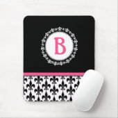 Rosa Schwarze Monogramm-Lilie Mousepad (Mit Mouse)