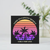 Rosa Schwarze Palmen tropische Strände Einladung (Stehend Vorderseite)