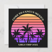 Rosa Schwarze Palmen tropische Strände Einladung (Vorderseite)