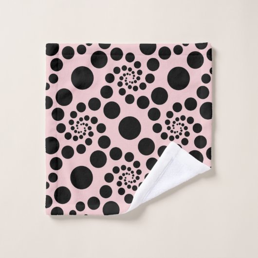 Rosa-schwarze Polka-Dot Badhandtuch Set (Waschlappen)
