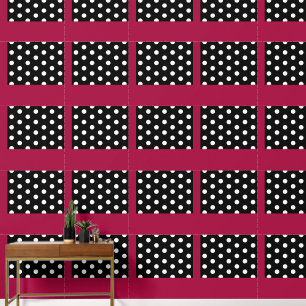 Rosa schwarze Polka Dot Peel und Tick Wallpaper Tapete
