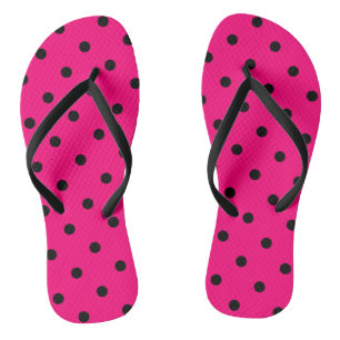 Rosa/schwarze Polka-Punkte Flip Flops Badesandalen