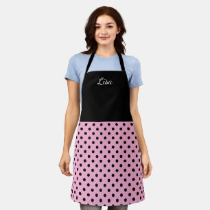 Rosa-schwarze Polka-Tupfen Rock Druck Kochschürze Schürze