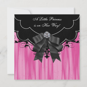 Rosa Schwarze Prinzessin Baby Shower Einladungen