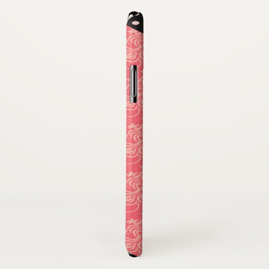 Rosa schwarze Punkte Damask Trendy Girly Monogram Case-Mate iPhone Hülle (Hinten/Rechts)