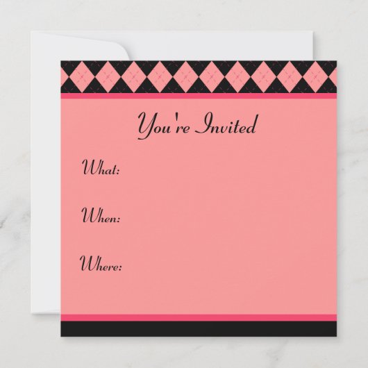 Rosa Schwarze Raute Einladung (Rückseite)
