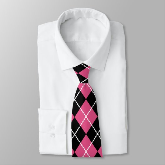 Rosa-schwarze Retro-Argyle-Krawatte Krawatte (Gebunden)